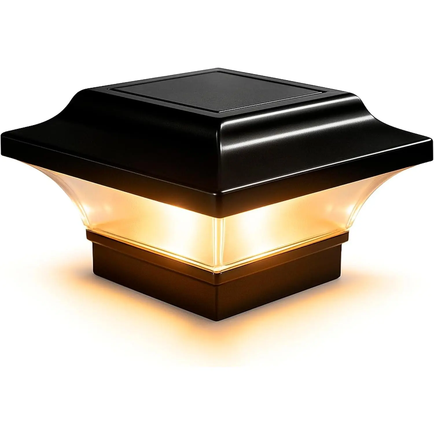 Classy Caps 2x2 Imperial Solar Post Cap - Fits 2"x2", 2.25"x2.25", & 2.5"x2.5" Deck & Fence Posts - Black Cast Aluminum - Warm/Cool Light Color Modes