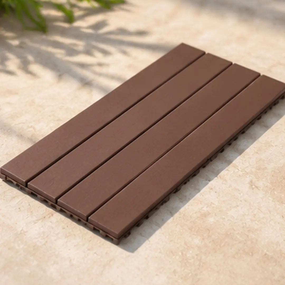 ARCH 24-Piece Interlocking Polypropylene Outdoor Deck Floor Tiles, 12x24in, 0.78in Thick, 1.50 lb Each, 48 sq ft Total, Easy DIY Installation, Long-Lasting Performance, for Garden, Red+Brown