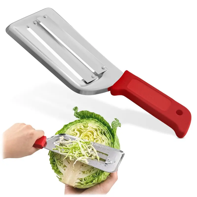 Cabbage Shredder with Dual Blade - Faster Coleslaw Prep in Minutes, Stainless Steel Cabbage Knife for Coleslaw & Salads, Lettuce Cutter for BBQ & Meal Prep, 11.8" Slicer, Ergonomic Non-Slip Handle, Vegetable Slicer