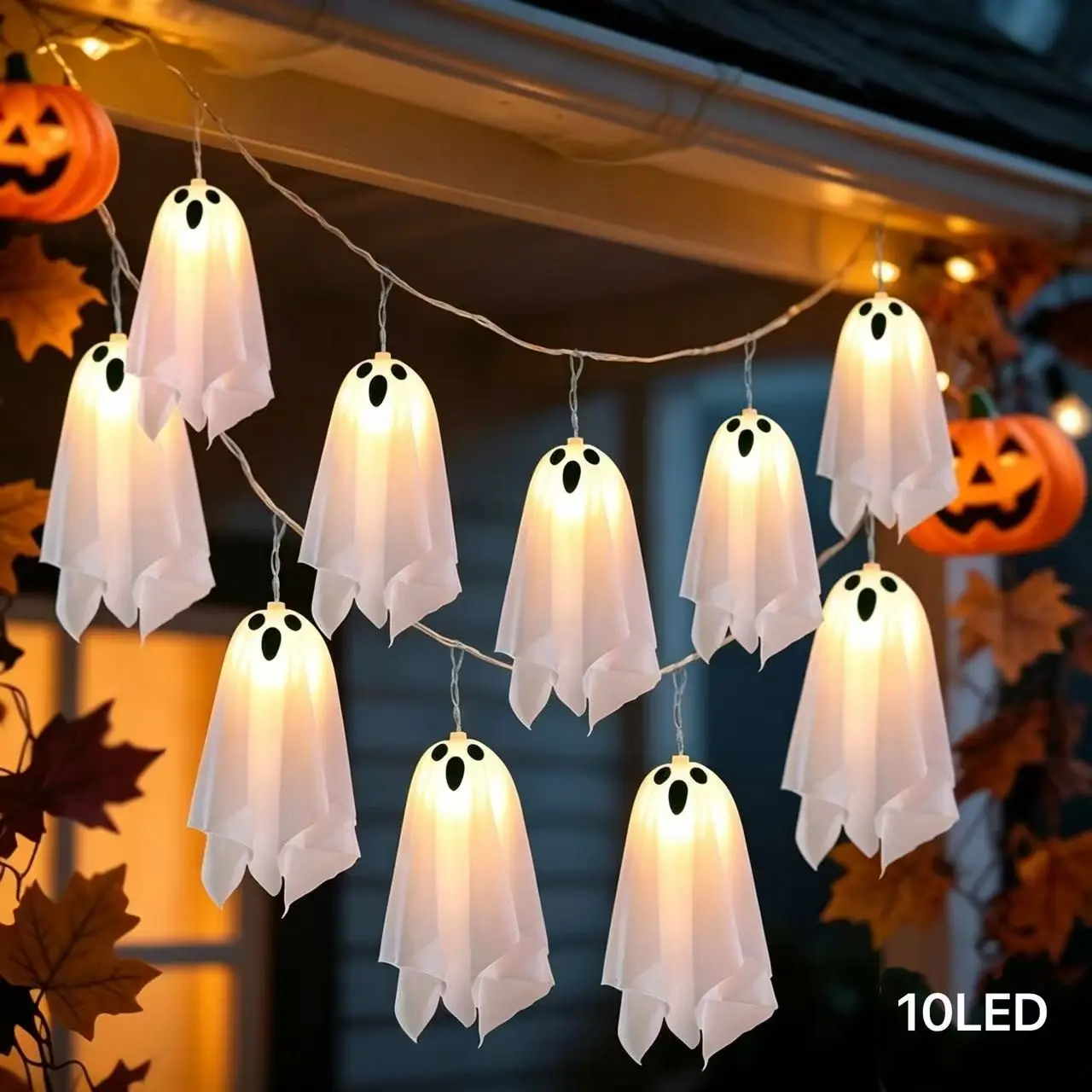 Ghost Shaped Hanging Light, Halloween Ghost Light String with Remote Control, Hanging Decor for Home Garden Party, Halloween Decoration, Ornaments