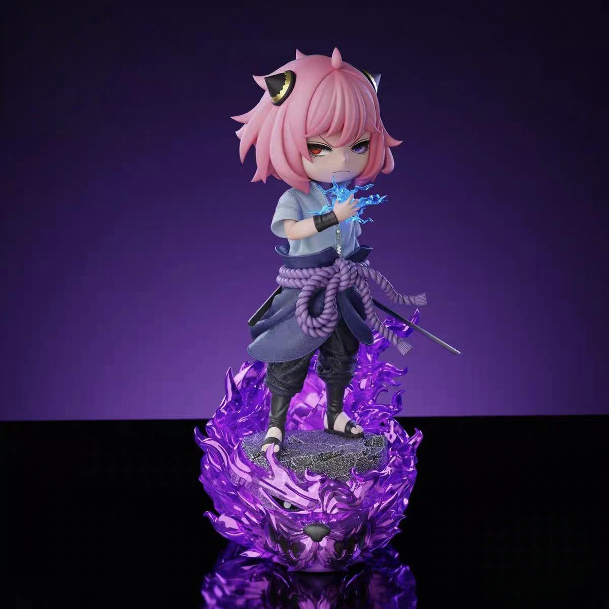 SPY*FAMILY Anya Forger Sasuke Cosplay GK Figure Sharingan Pink Hair Trendy Anime Statue Model Action