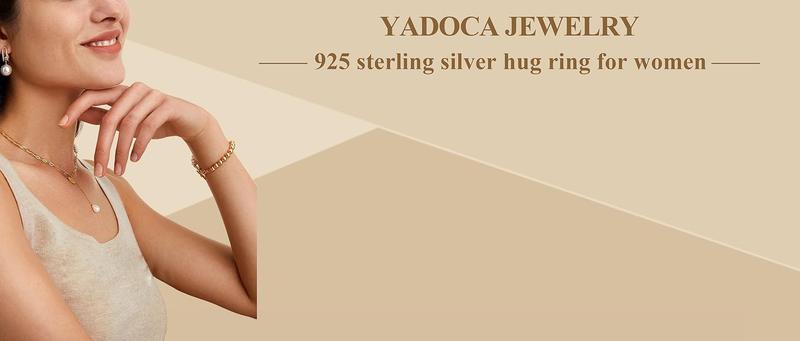 YADOCA 925 Sterling Silver Hug Ring for Women Men Adjustable Hugging Hands Open Love Promise Friendship Wedding Ring