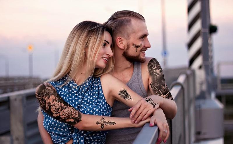 77 Sheets Christian Cross Temporary Tattoo for Women Men, 17 Sheets Half Arm Large Religious Jesus God Fake Tattoos, 60 Sheets Angels Black Christ Tiny for Adult Kids Body Tattoos Stickers Realistic