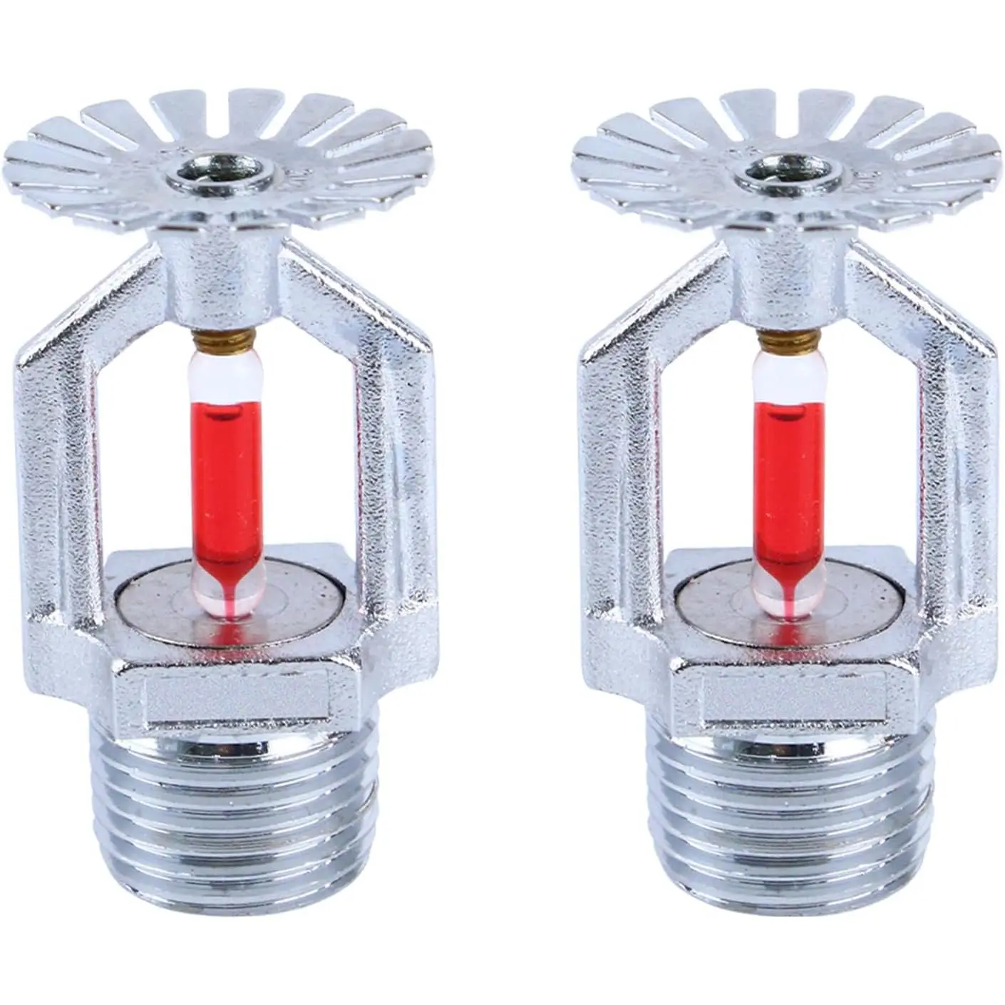 2 count Fire Sprinkler , 1/2” NPT 155℉(68°C) Pendent Type  | Quick Response Automatic Fire Sprinkler System for , Residntial, Factory, Commericial, Warehouse Building(Copper Chrome)