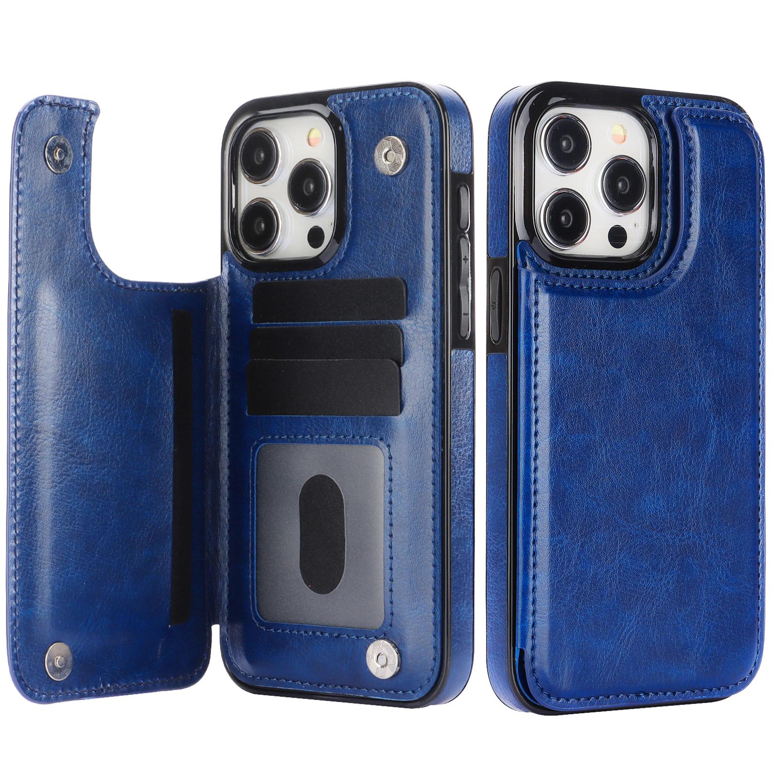 Retro Wallet Case for iPhone 17 16 Pro Max 15 14 13 12 Pro Max, PU Leather Flip Kickstand Card Slots Holder Case, Double Magnetic Clasp Shockproof Cover