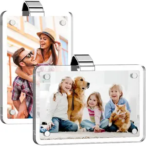 2 Pack Photo Booth Frame Car Picture Holder Acrylic Car Visor Photo Clip Personalized Car Storage Magnetic Car Sunshade Frame