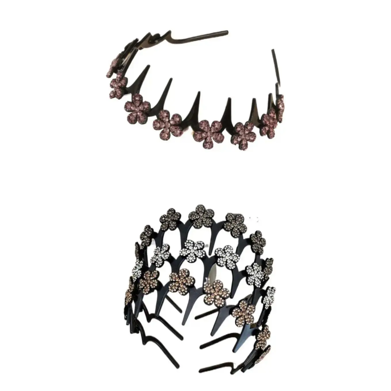 Unisex Wavy Crystal Headband Set - Lightweight Non-Slip Hair Accessory, Sparkling Crystal-Accented Wave-Shape Band for Weddings & Everyday Wear