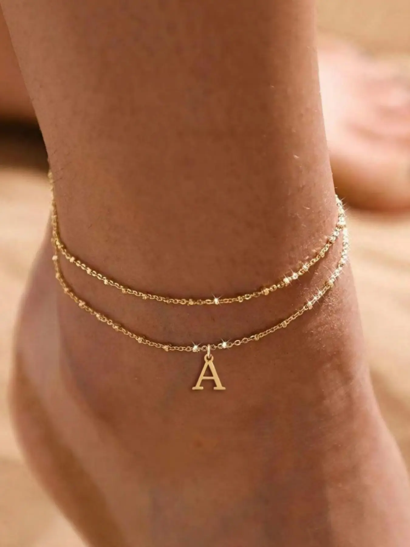 Letter A Design Anklet for Women, Fashion Jewelry for Party, Daily Clothing Decor, Trendy All-match & Exquisite Jewelry for Birthday Gift, Personalized Jewelry Gift, Trendy Jewellery Accessories, Adjustable Anklet, Initial Anklet, Fashionable Accessories