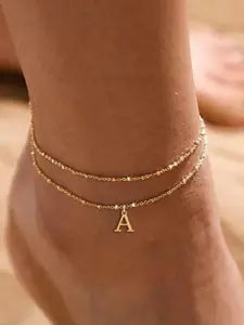 Letter A Design Anklet for Women, Fashion Jewelry for Party, Daily Clothing Decor, Trendy All-match & Exquisite Jewelry for Birthday Gift, Trendy Jewellery Accessories, Adjustable Anklet, Initial Anklet, Fashionable Accessories