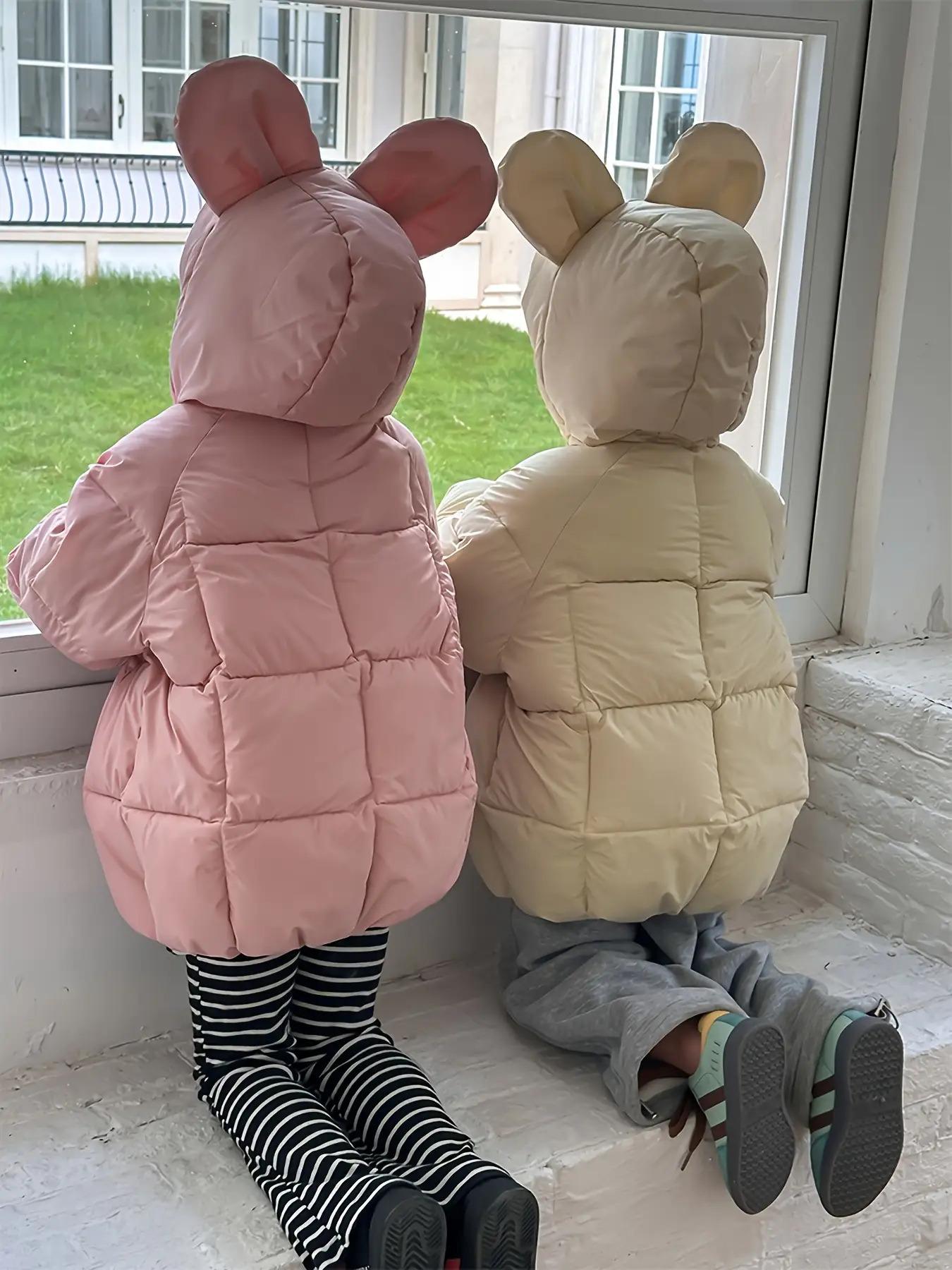 Girls' Winter Coat - Thickened Cold Weather Jacket with Hood, Easy Button Front Closure, Warm Outerwear for & Little Girls, Cute Everyday & Special Occasion Outfit (Birthday/Party) - Cozy Winter Clothing, Winter Jacket, Kids Party Wear, Playful Kids Fashi