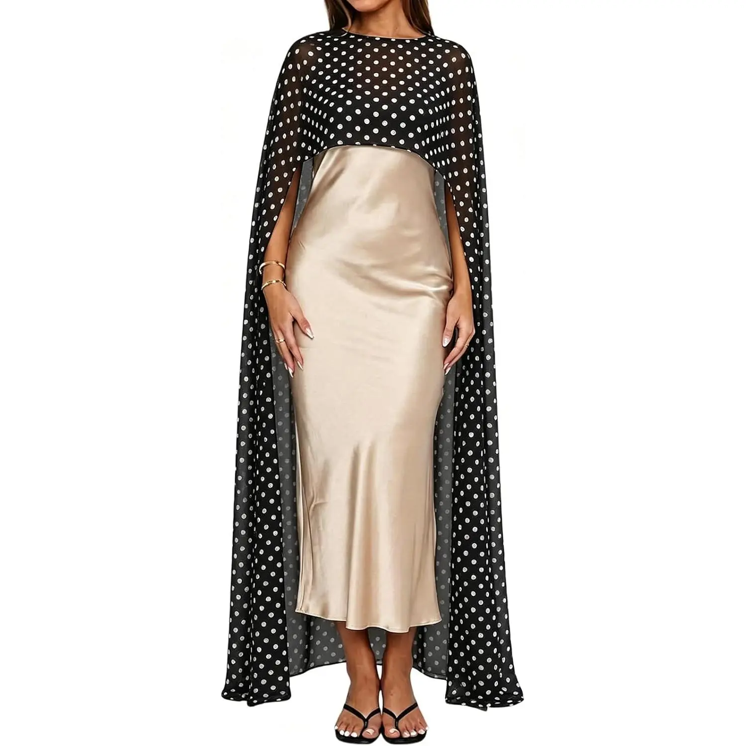 Women Sheer Chiffon Long Cape Elegant High Low Hem Poncho Shawl and Wraps Cover Up for Evening Dress