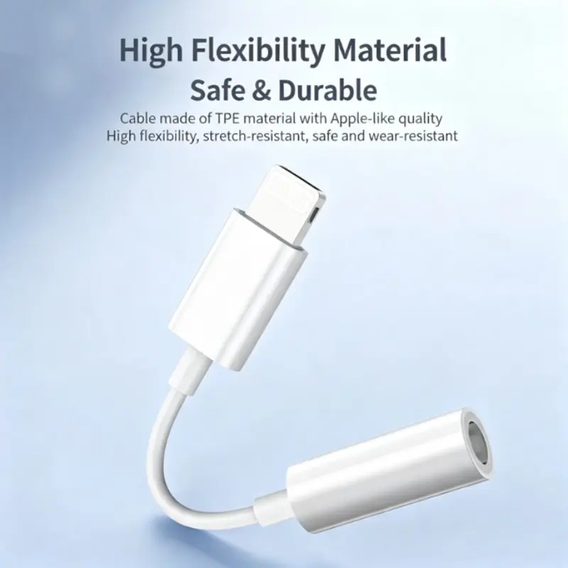 Lighting to 3.5mm Audio Adapter Cable, Compatible with iPhone 5-14 Series, Lightning Interface, Essential Accessory for Music & Calls