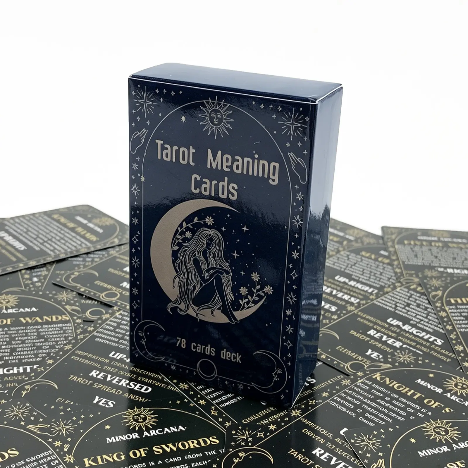 Moon Girl Tarot Cards Set, 78 Vintage Gold Pattern Cards, Perfect for Meditation, Intimate Gatherings, Complete Card Interpretations