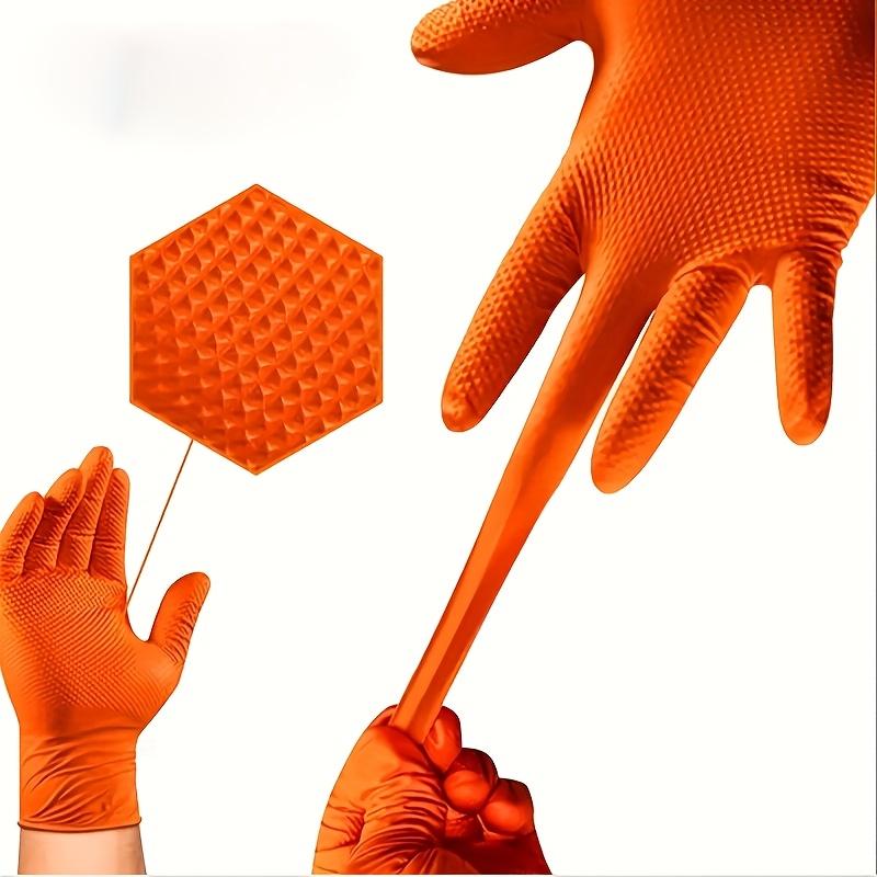 30Pcs Nitrile Gloves Heavy-duty 8g Disposable Orange/Black Diamond-pattern Pure Nitrile Gloves, 8 Mil Thick, Raised Diamond Texture, Powder-free and Latex-free, Suitable for Automotive, Outdoor, Kitchen, and Household Cleaning Use,Home Essentials