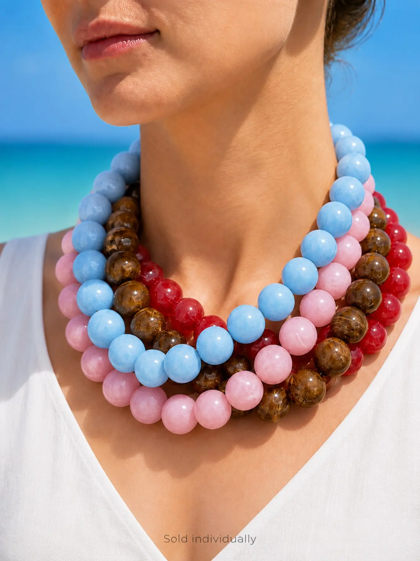 1pc Colorful Chunky Beaded Necklace, Resin Statement Summer Chic Gorgeous Fashionable Jewelry Accessories for Women