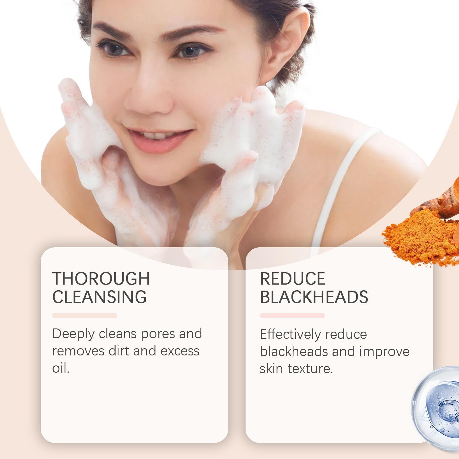 Moisturizing Turmeric Cleanser, 3 Counts Oil Control Gentle Facial Cleansers, Hydrating Facial Cleansing Product for Women & Men, Facial Wash, Hydrate