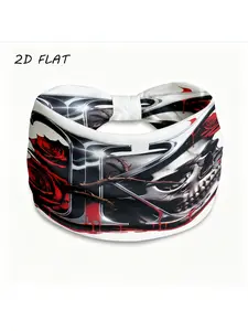 1pc Gothic Skull Rose & K Letter Cross Hair - Wide Headband Suitable for Outdoor,, Daily Use, All-Season Headwear with Knot & Cross Design, Gift for Graduation, Christmas, Valentine's Day, 2D Flat