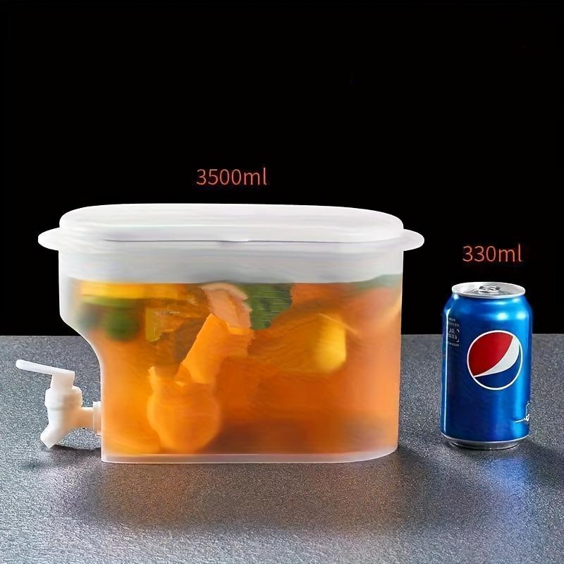 Large Capacity Fridge Water Dispenser with Faucet, 1 Count 3.5L Refrigerator Drink Cooler, Space Saving Drink Dispenser, Airtight Beverage Pitcher, Kitchen Accessory, Jugs