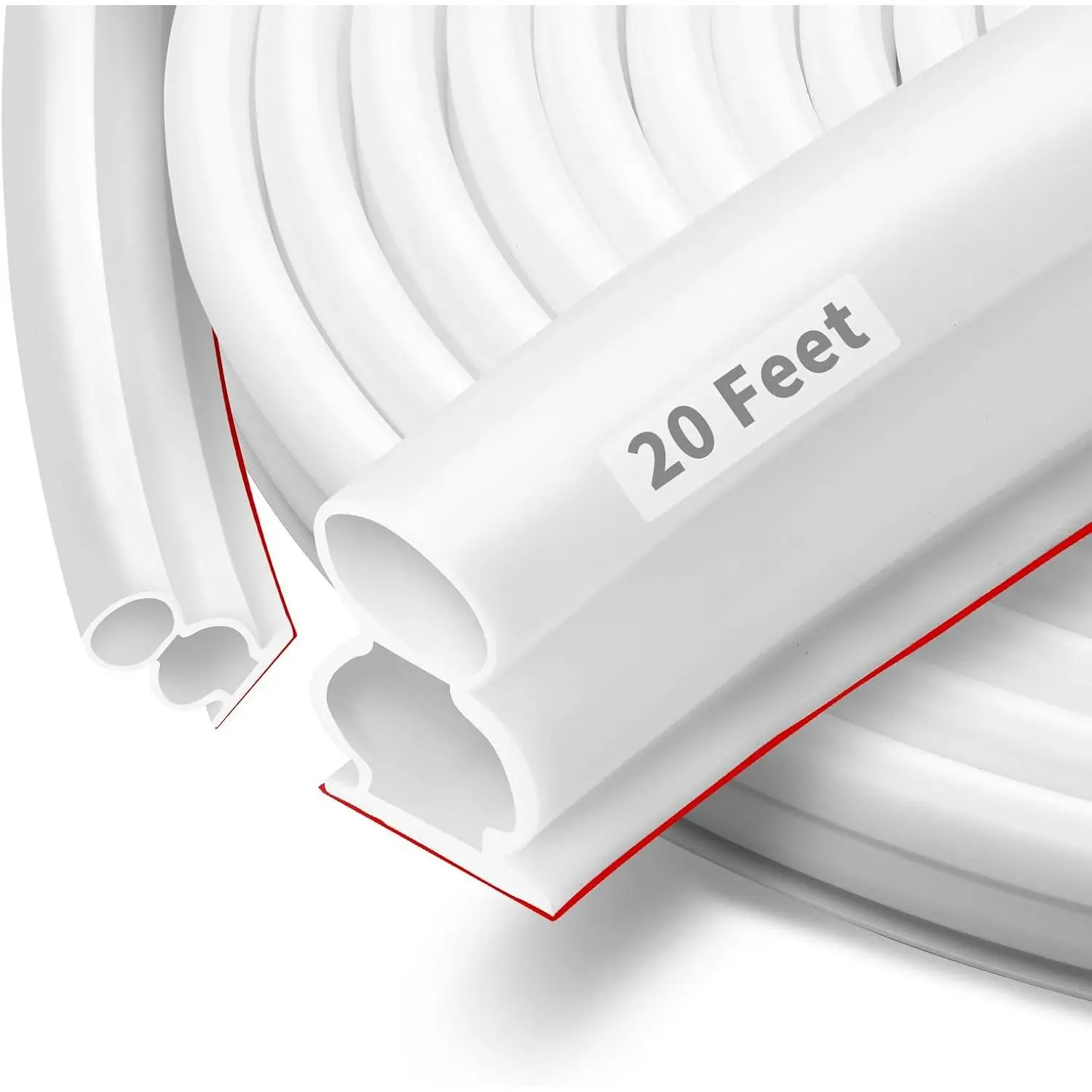 20  Rubber Door Weather Stripping Door Seal Large Gap, Self-Adhesive Extra Thick D-Shape Door Seal Strip for Door Frame Door Insulation Strip, Easy Cut to Size(White), ‎‎FKBGDW20FT