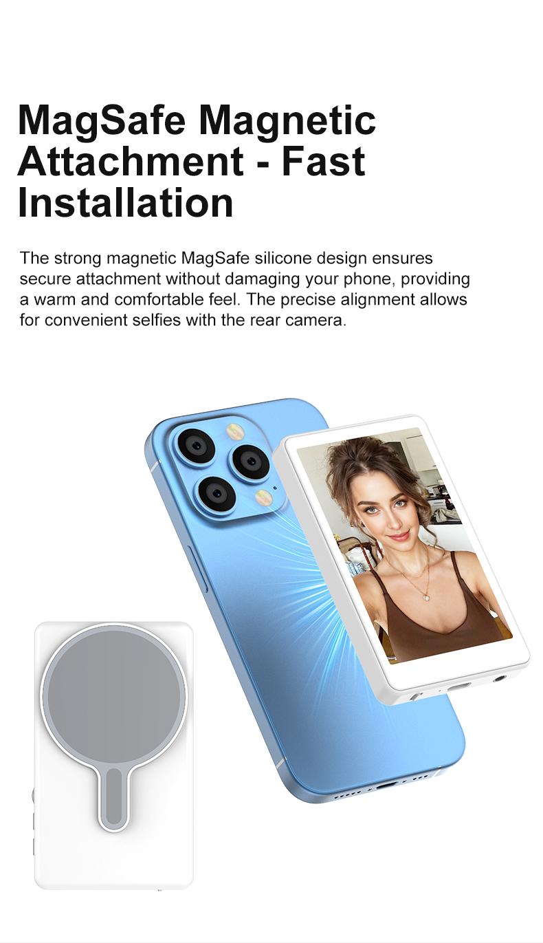 Magnetic Phone Monitor | Real-Time Selfie Screen for Rear Camera Vlogging & Live Streaming
