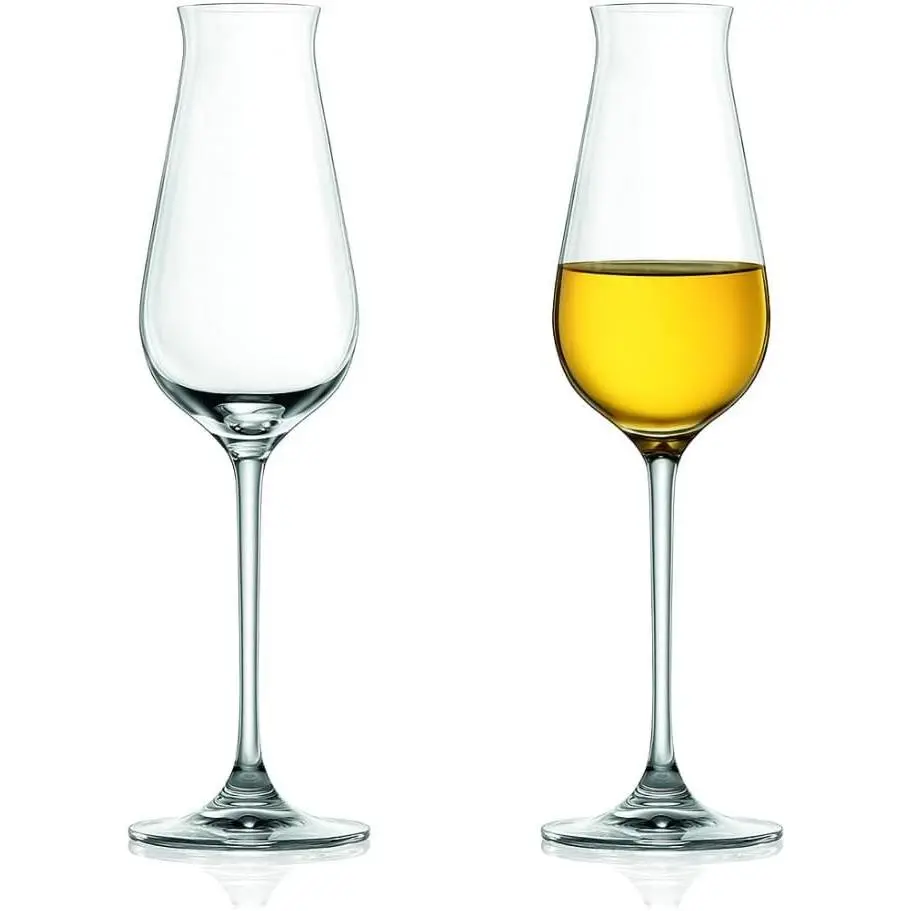 Specialty Sparkling Wine & Tequila Tasting Glasses, Set of 2, 8 fl. oz | 100% Real Crystal Glass, Whiskey Tasting Cordial Glasses, Champagne Flutes for Party & Wedding, Dishwasher Safe