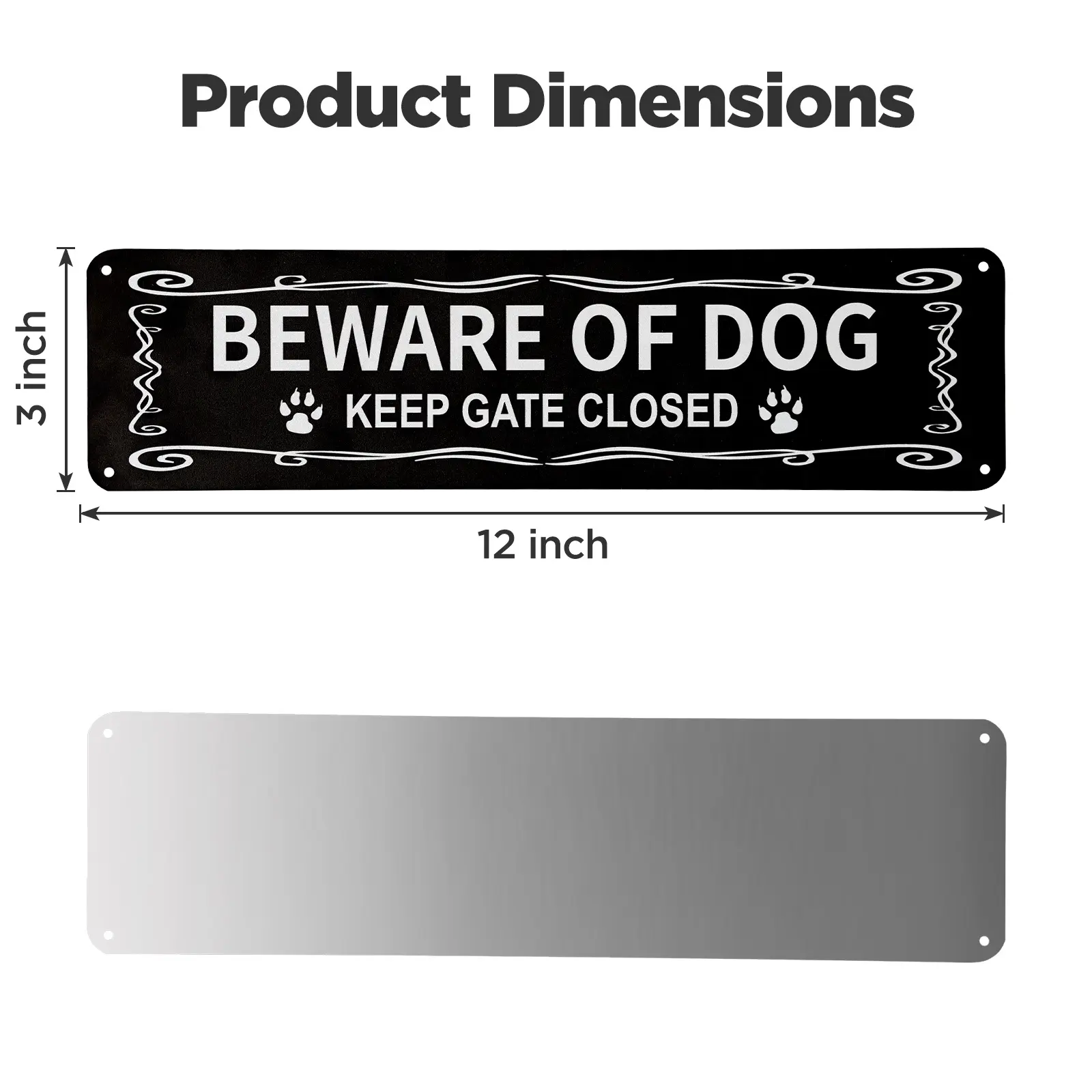 Reflective Metal Safety Sign – Beware of Dog, No Trespassing Private Property – UV Printed, Fade Resistant, Weatherproof, 12x3 Inch, 2 Pack, For Outdoor Security, Pre-Drilled