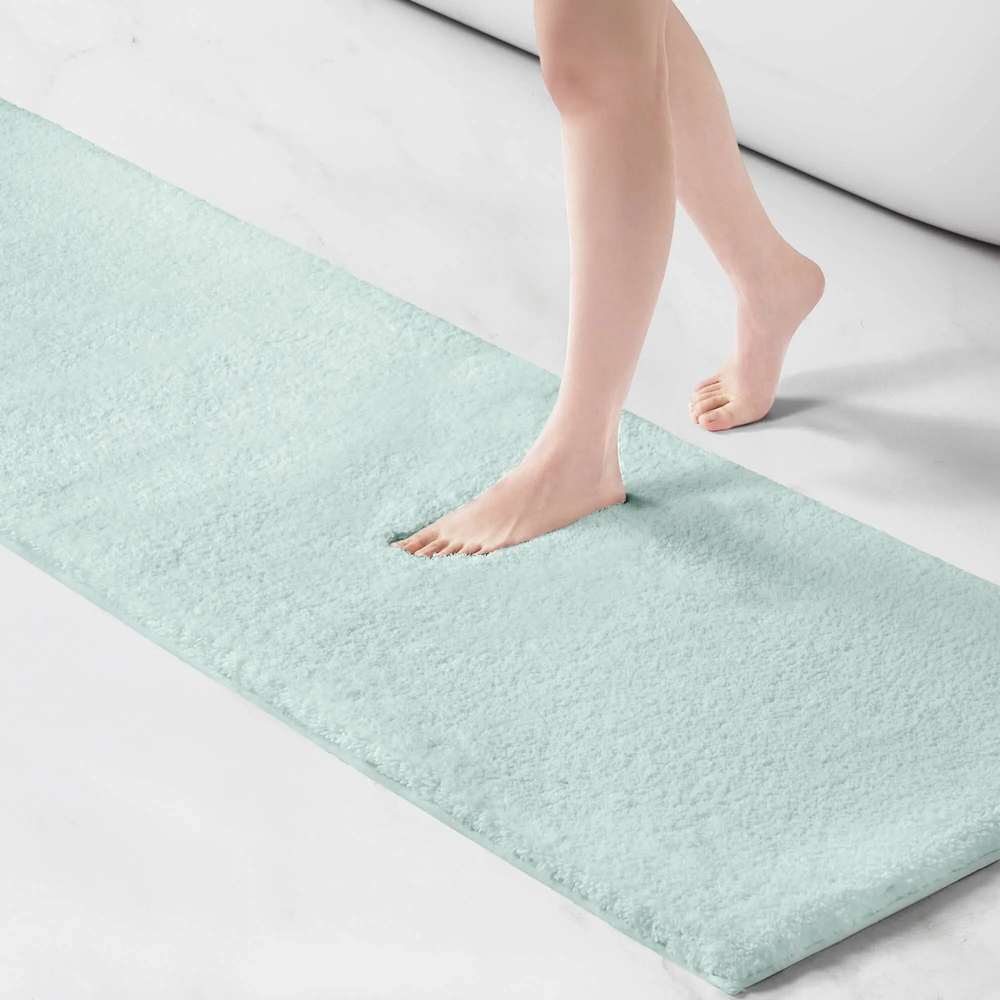 Nokaa 20x30 Inch Bath Rug – Soft Absorbent Quick-Dry Non-Slip Bathroom Mat, Machine Washable Plush Chenille Floor Carpet for Tub Shower Vanity, Oeko-Tex Certified, Green