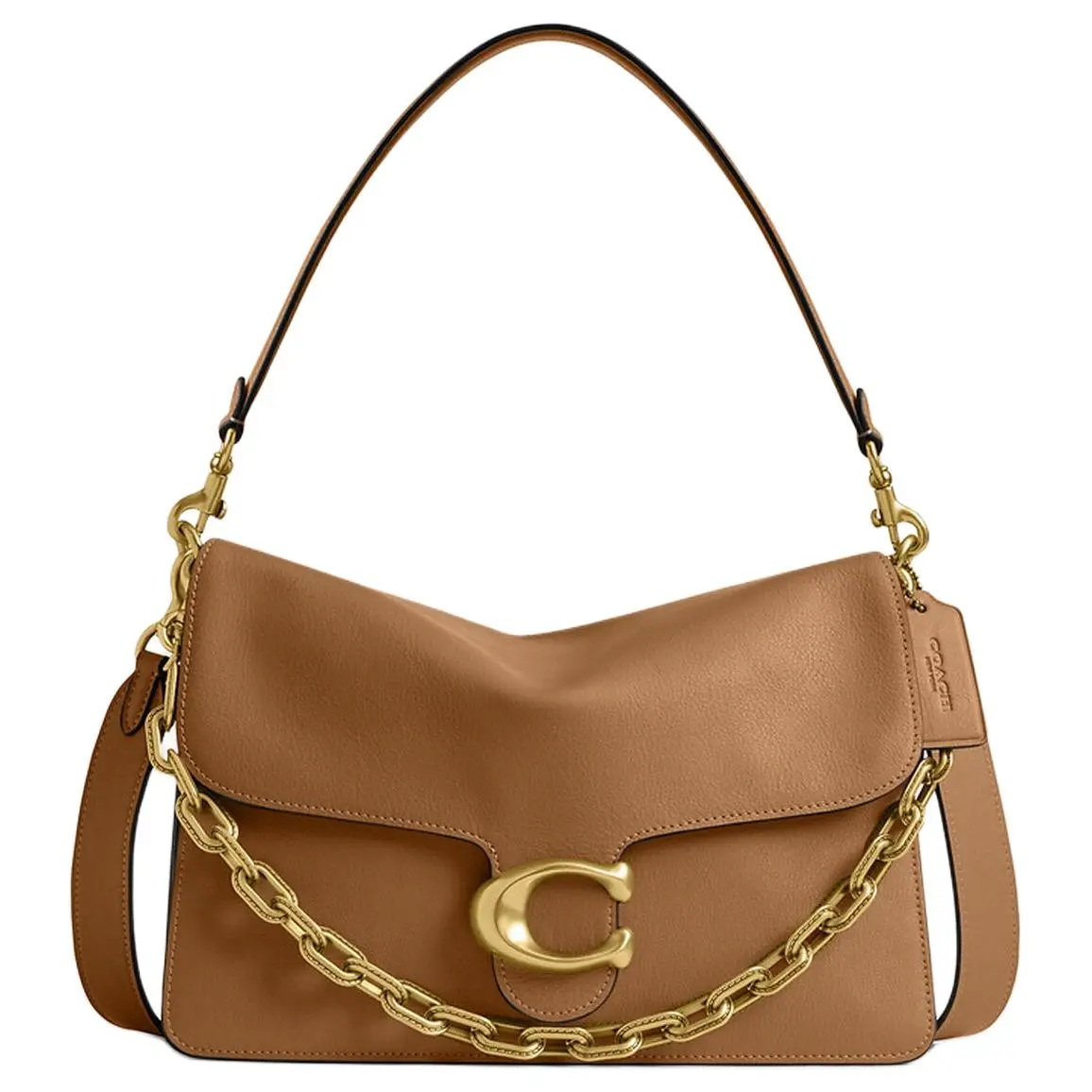 COACH Tabby 30 Large Shoulder Handbag for Women – Honey Brown Leather with Gold-Tone Hardware