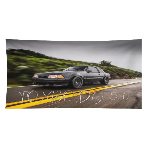 Mustang Foxbody 5.0 Cowl Enthusiast 3x5 ft Flag Banner home accessories home accessories backtoschoolshopping