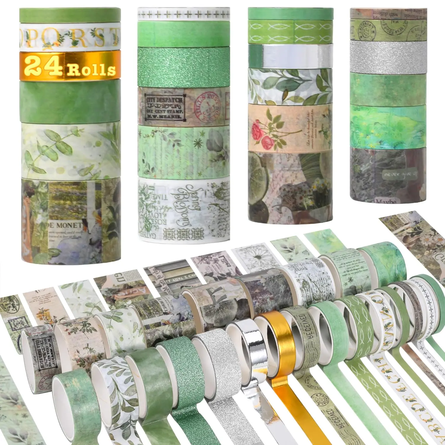 FETELK 24 Rolls Washi Tape for Scrapbook Supplies( Garden Series) | Flower Decorative Masking Tape,DIY Art Crafts,Planners, ,Wrapping,Decorative Tapes for Scrapbooking and Journaling