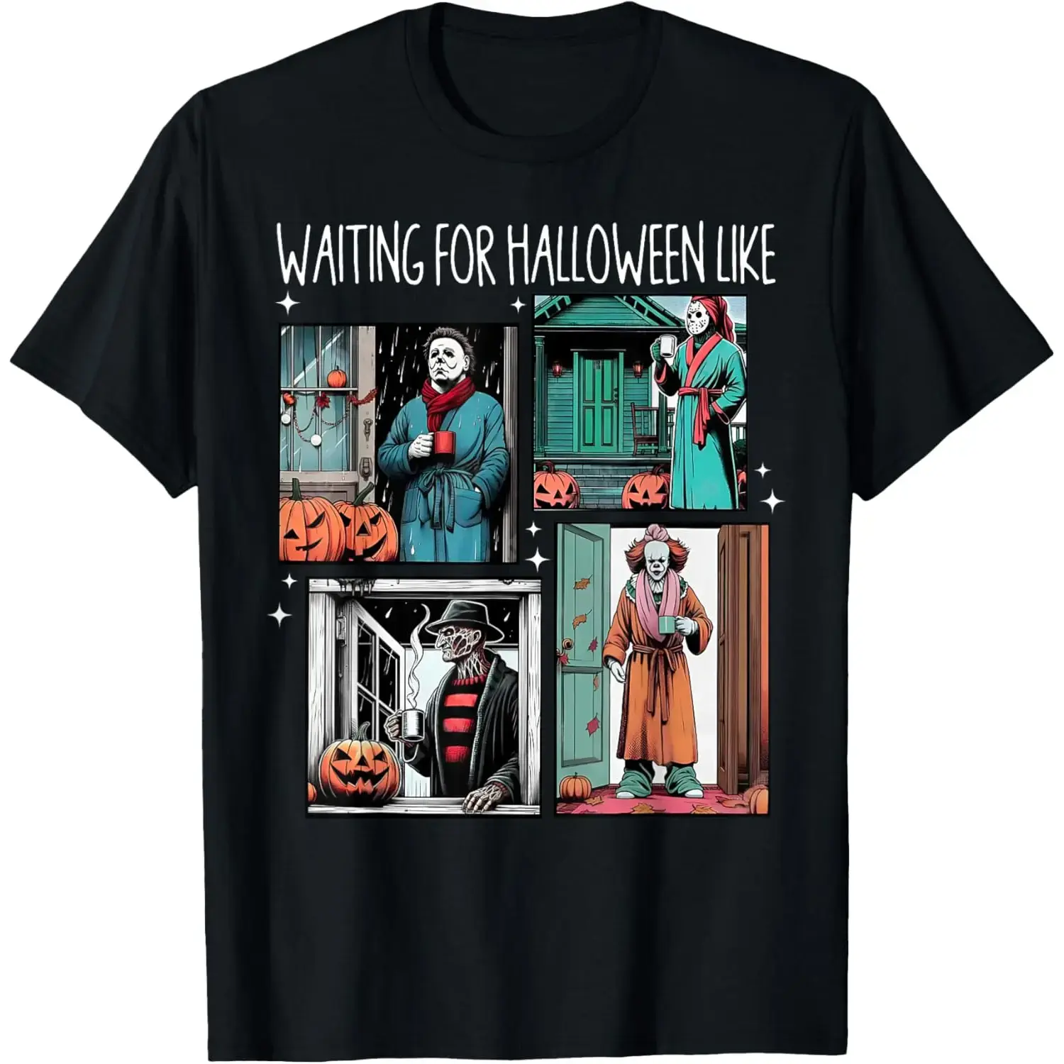 Men's Short-Sleeve Round-Neck Streetwear Halloween T-Shirt - Spooky Jack O’Lantern Graphic Tee, Funny Fall Costume Party Top, Horror Season Casual Wear