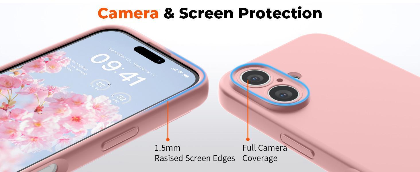 Designed for iPhone 16 Plus Case,Premium Liquid Silicone with [Soft Anti-Scratch Microfiber Lining][Upgraded Camera Protection] Slim Shockproof Phone Case for Men Women Girls,Rose Pink