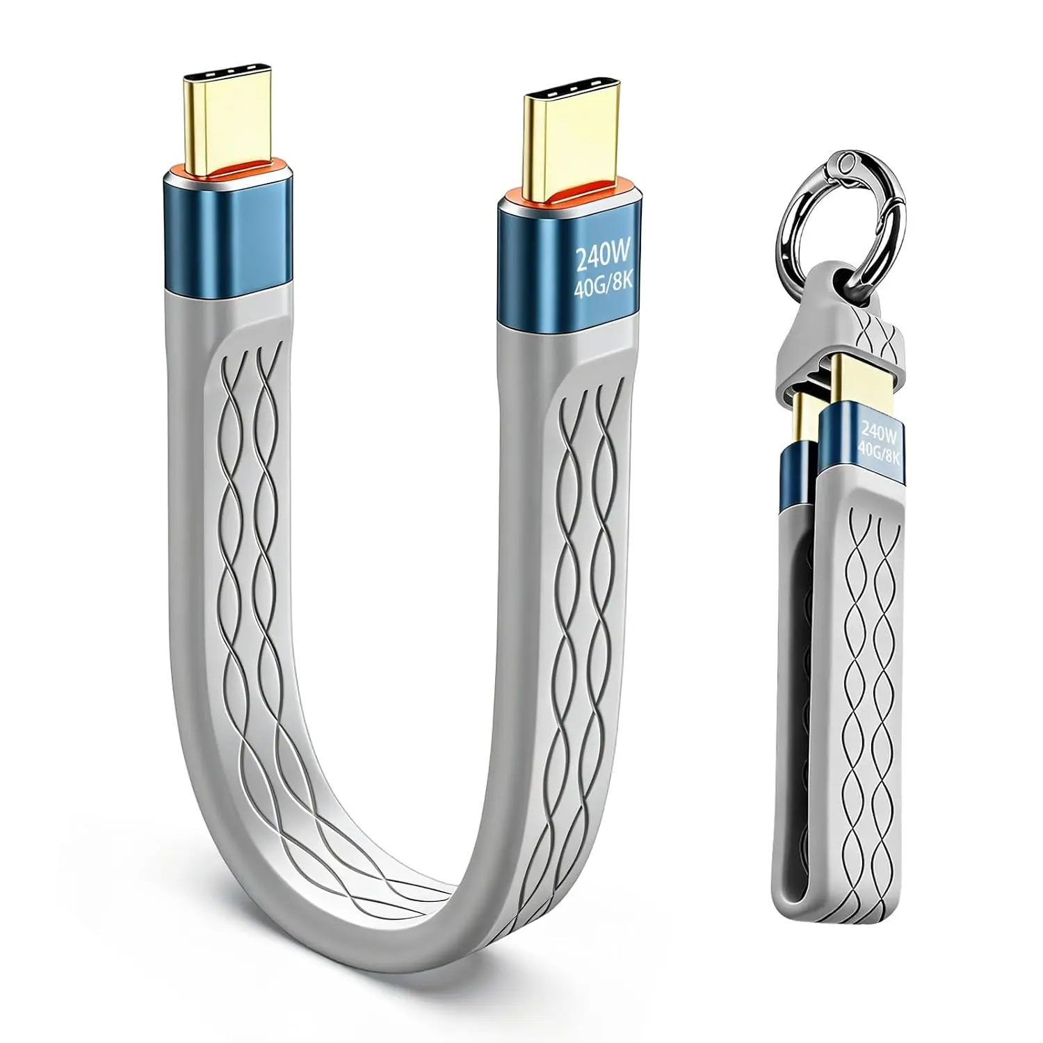 Short USB-C  5.3 Inch 40Gbps Thunderbolt 4 USB4 8K Video 240W PD   Cord for MacBook