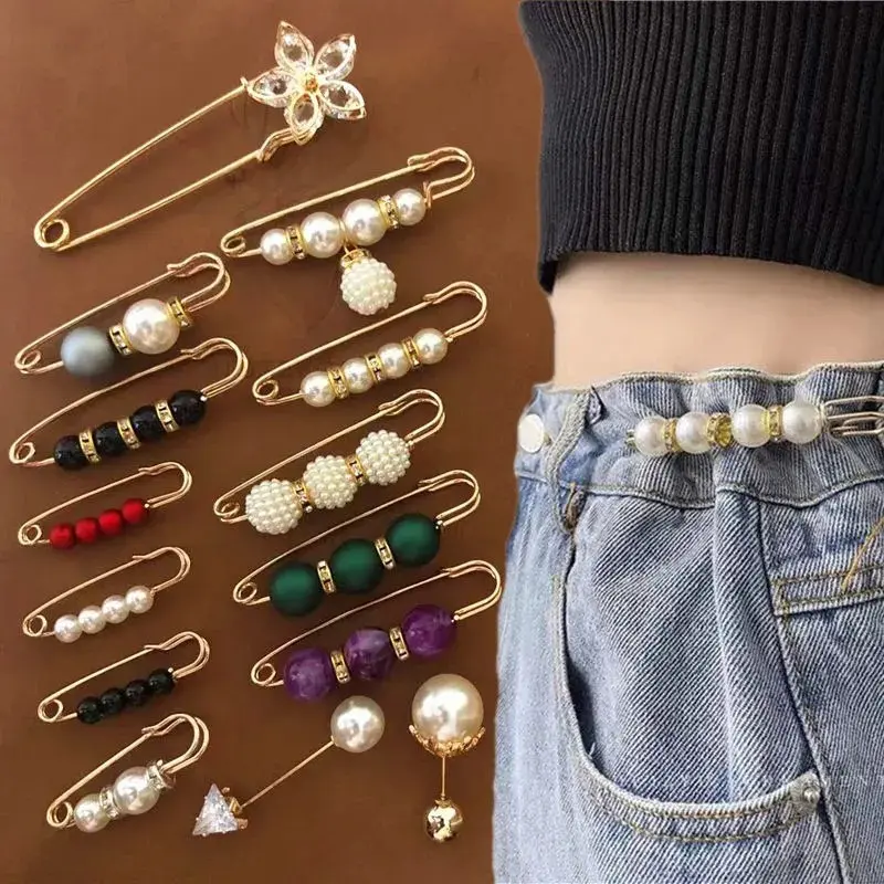 Pants Adjuster Safety Clip, 1/4 Pcs Decorative PU Plastic Waist Tightener for Women, No-Sew Pin Accessory for Jeans, Female Wear