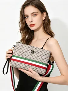 Men's Crossbody Messenger Bag, Trendy PU Material, Geometric Pattern, Street Style, All-Season Fashion Accessory, Casual & Stylish Design