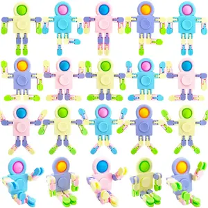 20 Pcs Funny Sensory Fidget Toys,Transformable Chain Robot Finger Toy,Stress Relief Fingertip Gyro Toys for Party Favors,Gifts,Classroom Supplies Prizesfidget toys
