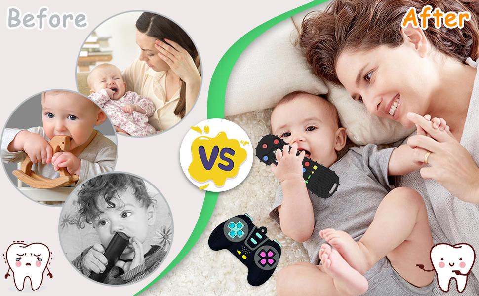Baby Teething Toys Chew Toy,[BPA Free,CPC-Certified] Silicone Remote Control and Game Controller Teethers for Toddlers, Infants, Boys, Girls, Baby's Christmas Gift