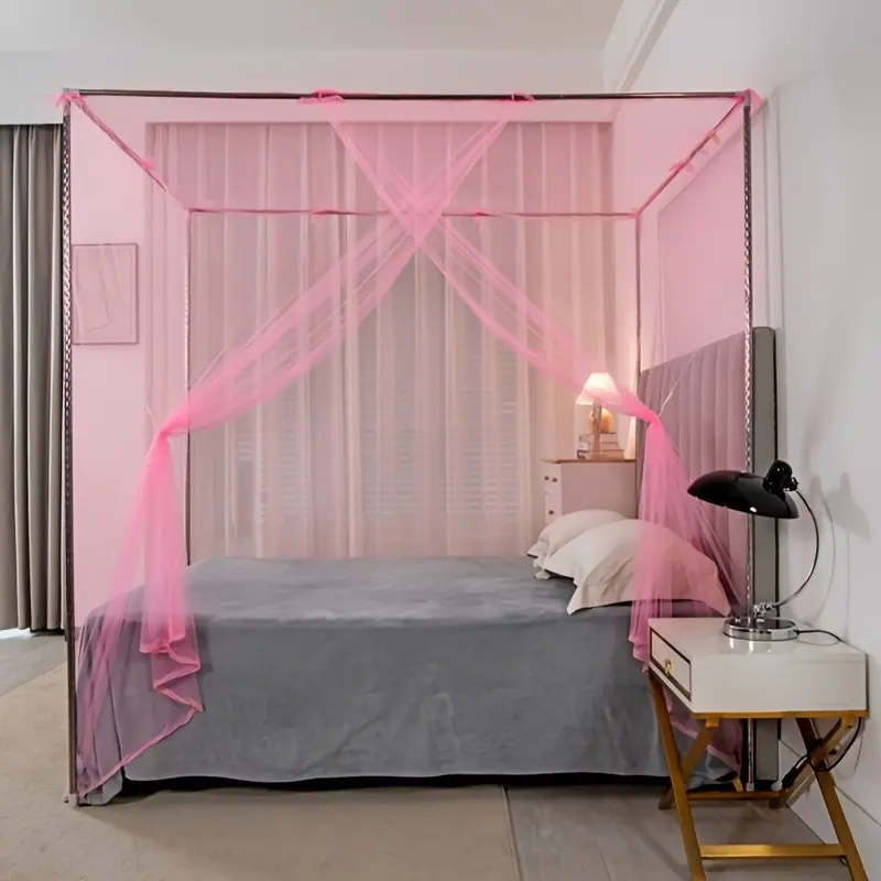 Mesh Mosquito Net - 4 Corner Post Bed Canopy, Quick And Easy Installation Bed Curtain Princess Lace Bed Canopy for Twin, Full, Queen, King Beds, Excluding The Rod