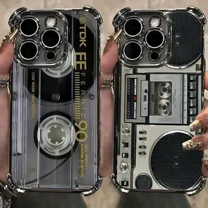 Retro Cassette 2D Pattern Phone Case For iPhone 17 Promax 16 15 14 13 12 11 Plus Pro Max 17Air and Samsung S26 S25 S24 S23 S22 S21 FE Plus Ultra - Anti Drop Full Perfect Aesthetic Printed Soft TPU Case, Accessories, Smartphone