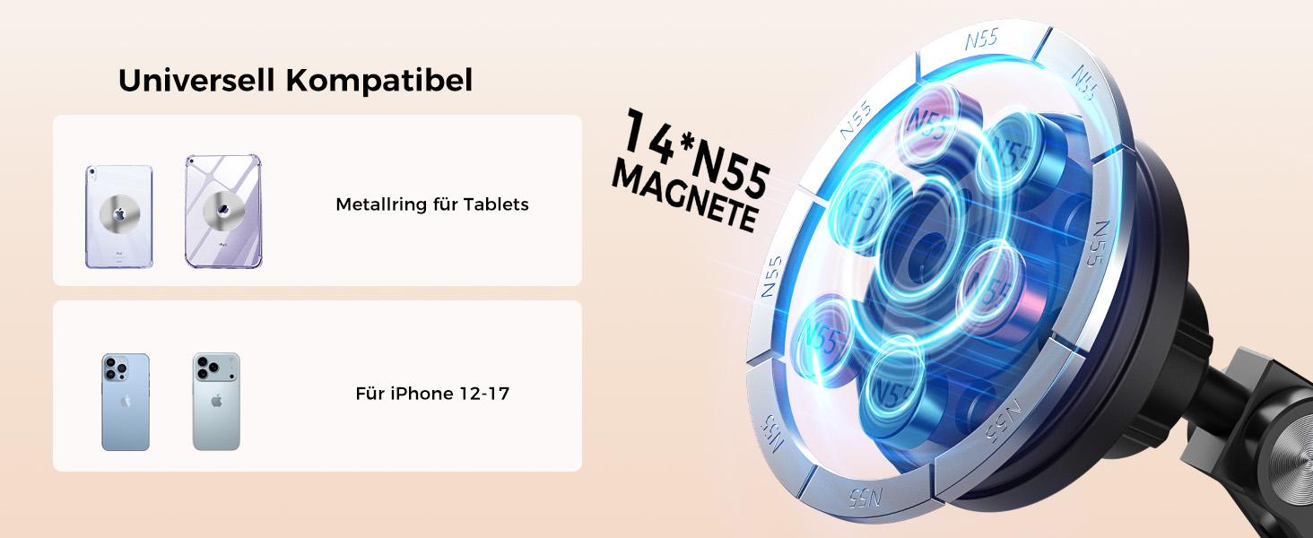 OHLPRO Tablet Wall Mount Magnetic Aluminium 360 °     Rotating iPad Wall Mount Extendable & Foldable Tablet Holder Wall for Office Kitchen Gym, Universal All Phones & Tablets