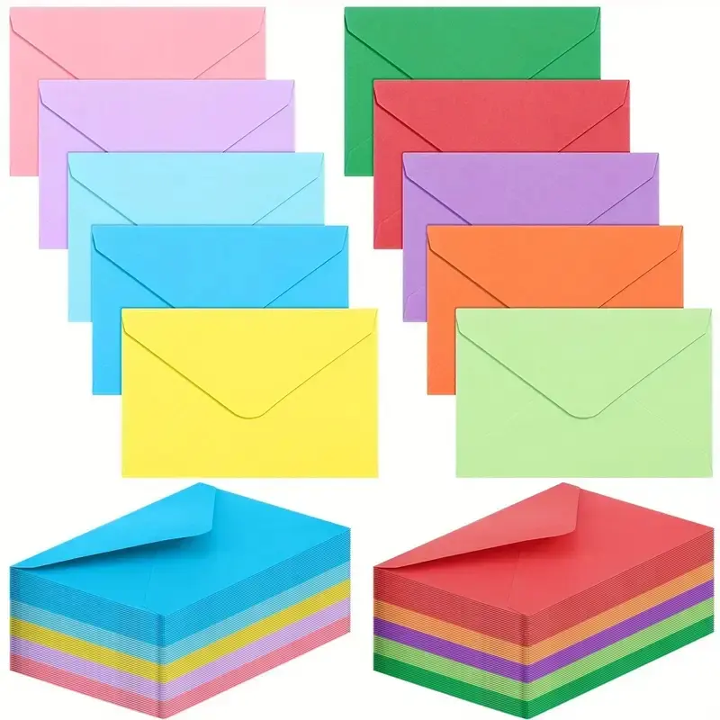 100 Colorful Small Envelopes, Card Member Cards Paper Storage Packaging Bags, European Style Blank Envelopes, Ideal for Organization