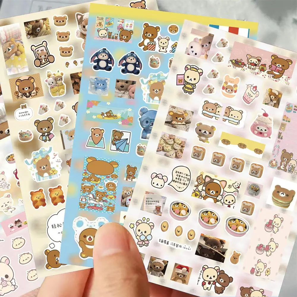 8PCS Cartoon Rilakkuma Cute Stickers DIY Cut Membrane Hand Account Decoration Sticker Children’s Gift Decals Toy