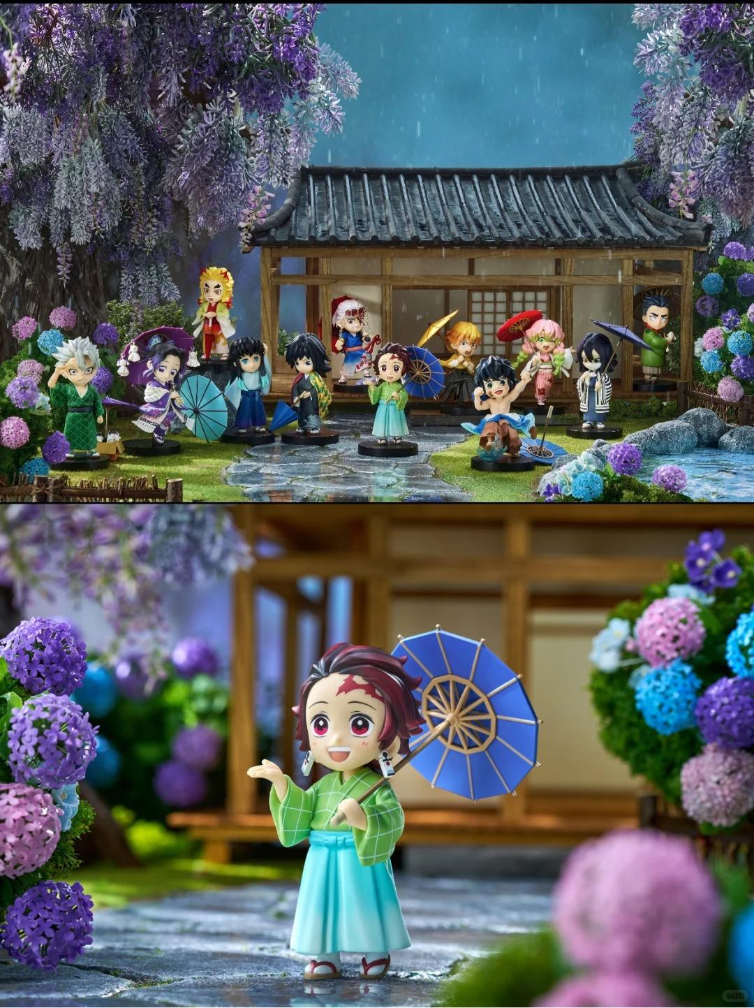 New Anime Figure Demon Slayer Figures Kimetsu No Yaiba Doll Plum Rain Series Blind Box Figurine Warrior Action Figure Model Toys