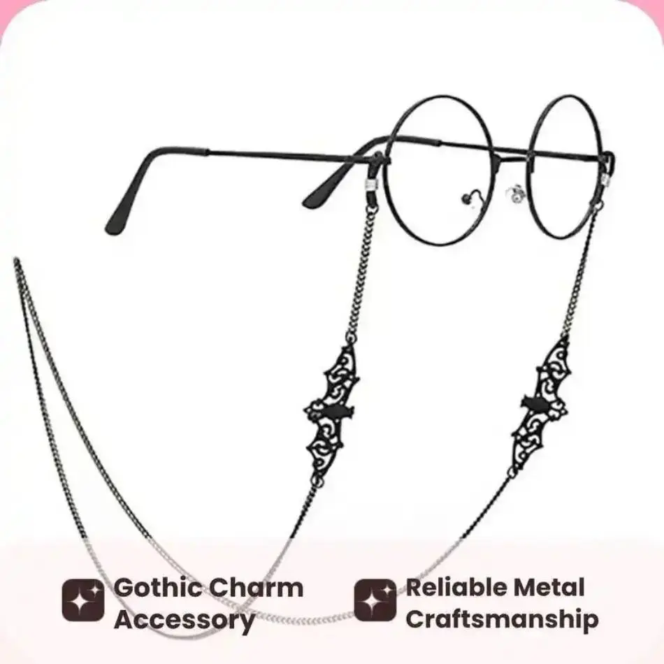 Spooky Bat & Spider Glasses Chain, Decorative Eyeglass Necklace for Halloween, Fashion Accessory for a Spooky Look, Gothic, Decorative Protective Glasses Chain & Lanyards, Casual, One Count