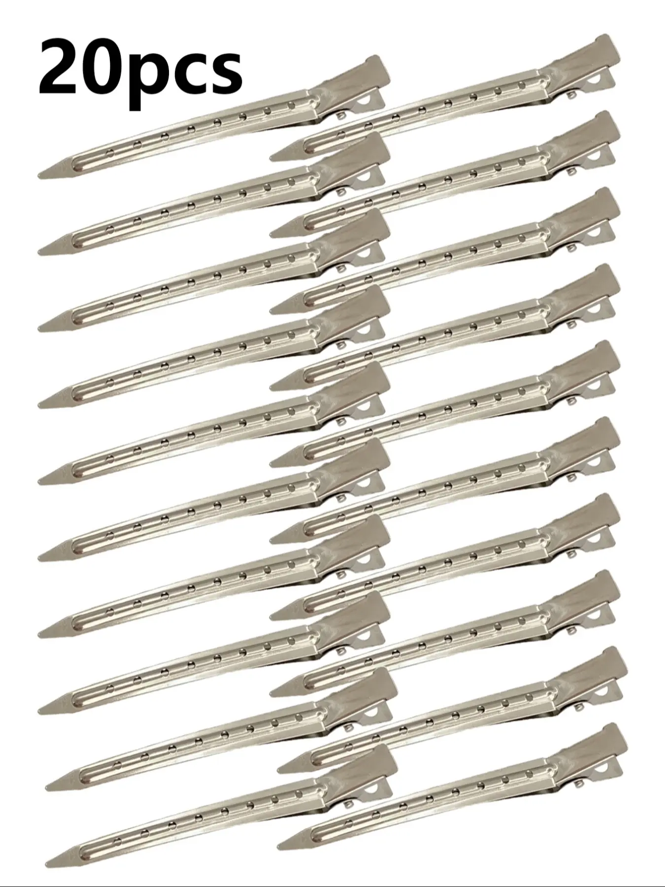 20-Piece Metal Hair Clips Set, Silver Color and Duckbill Clips, Ideal for Thick Curly Hair, Professional Hairstyling Tools