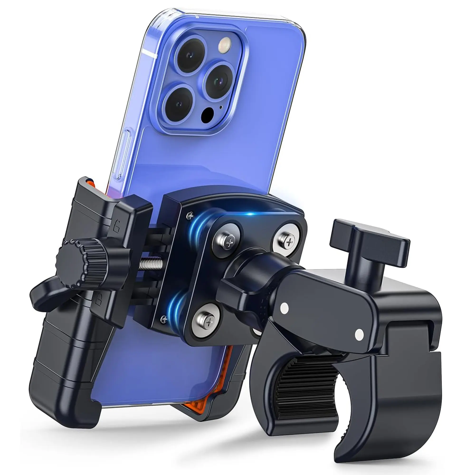 Motorcycle Bike Phone Mount - [Upgrade Vibration Dampener] [Camera Friendly] Bike Phone Holder Handlebar Clamp, Bicycle Cell Phone Mount, iPhone 17 16 Pro Max, Galaxy S25 Ultra, 6-7.2" Phones, Motorcycle Accessory
