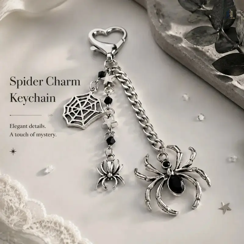 Punk Gothic Alloy Spider Pendant Keychain - Dark Grunge Casual Bag Charm, Exquisite Fashion Jewelry Accessory for Men, Ideal for Halloween, Daily Decor, Creative Gifting (Cadmium, Carbaryl [basis for listing changed effective december 27, 2013]), Everyday