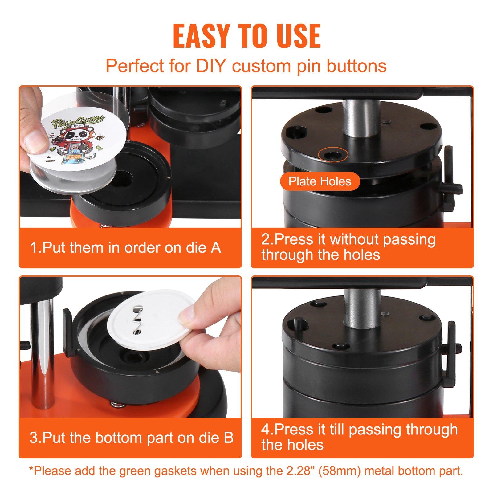 VEVOR Button Maker Machine, 2.28 inch/58mm Pin Maker with 100pcs Button Parts, Ergonomic Arc Handle Punch Press Kit, Button Maker with Panda Magic Book, For Children DIY Gifts and Christmas VEVOR Button Maker Machine, 2.28 inch/58mm Pin Maker with 100pcs Button Parts, Ergonomic Arc Handle Punch Press Kit, Button Maker with Panda Magic Book, For Children DIY Gifts and Christmas