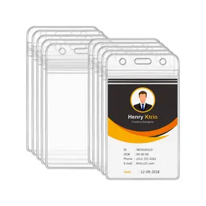 Durable ID Card Holder - 0.8mm Extra Thick PVC, Waterproof Zipper, No Blue Tint Transparent, 10-20 Pack for Office Identification Badge Supplies