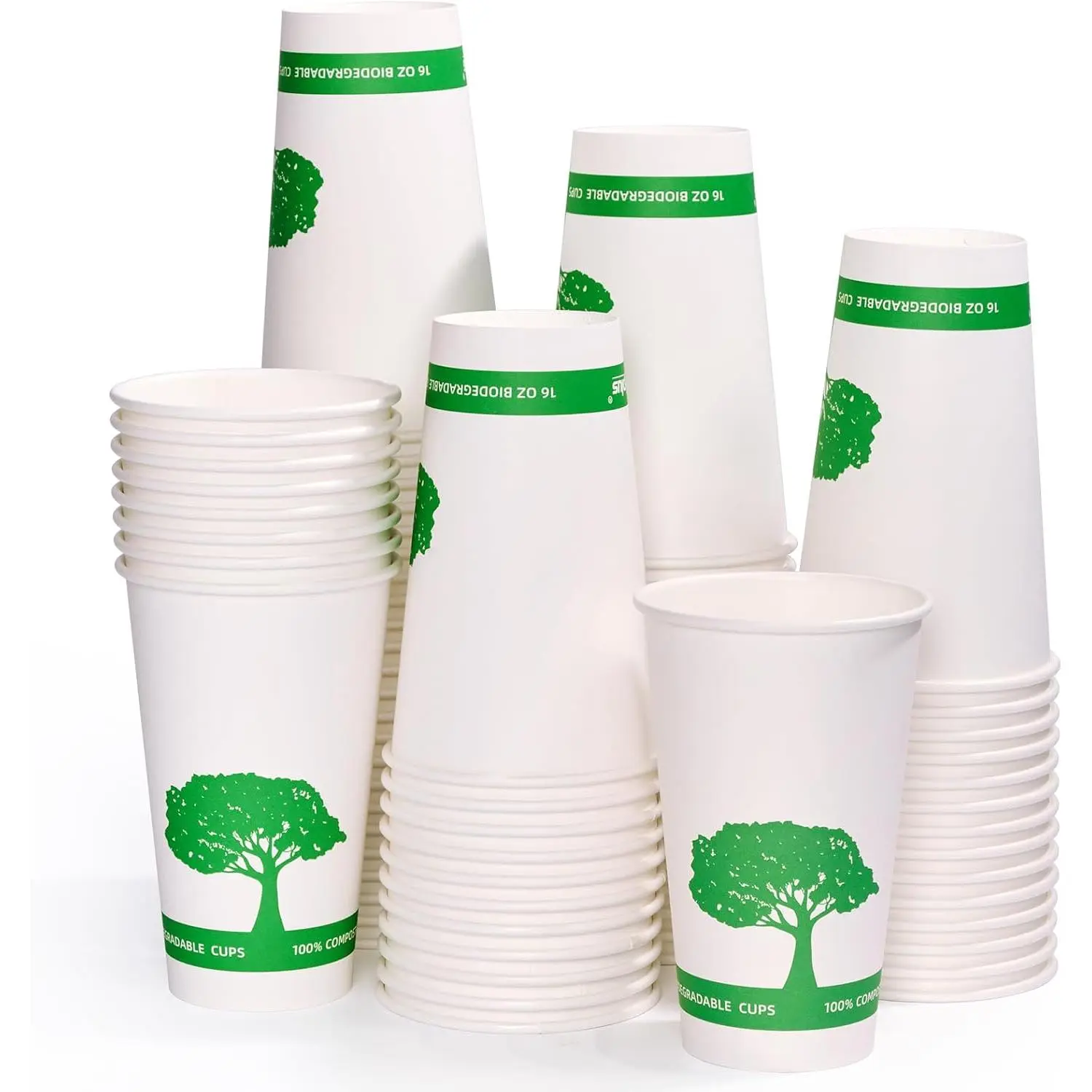 240 Pack Compostable Paper Cups, 16 oz Paper Coffee Cups,  Disposable Paper Cups,  Hot Drinking Cups for Party, Picnic,and Events